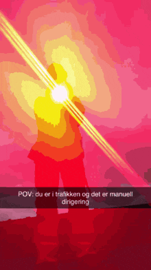 a drawing of a person with a light coming out of their mouth with the caption pov du er i trafikken