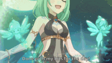 a girl with green hair and the words done with my hits for the day on the bottom