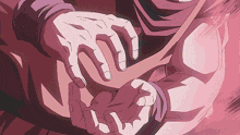 a close up of a person 's hands holding something in a pink background