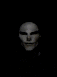 a close up of a man 's face with a black background
