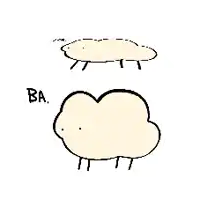 a cartoon drawing of a sheep with a cloud coming out of it .