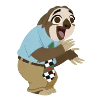 a cartoon sloth wearing a blue shirt and a tie