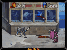 a video game with captain america and iron man fighting each other