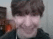 a close up of a person 's face with a blurry background and a blurred background .