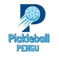 a blue penguin is holding a blue box with the letter p behind it
