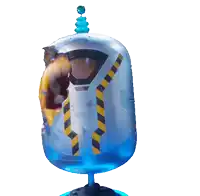a yellow minion with a blue hat on top of it