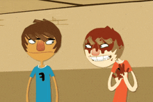 two cartoon characters with one wearing a number 3 shirt