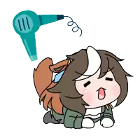 a cartoon drawing of a horse with a hair dryer behind it