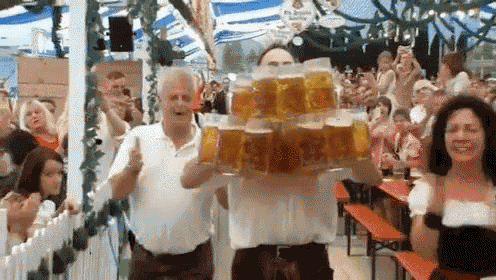 27 Mugs Of Beer! GIF - German Happy Hour - Discover & Share GIFs