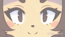 a close up of a cartoon character 's eyes with the words clideo.com below them .