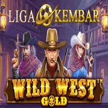 a game called wild west gold with cowboys and a woman holding guns