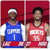 Los Angeles Clippers (36) Vs. Houston Rockets (27) First-second Period Break GIF - Nba Basketball Nba 2021 GIFs