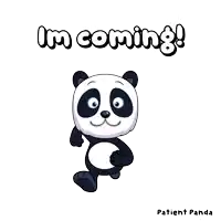 a cartoon panda bear with the words " i 'm coming " above it