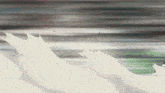 a painting of a gray and white background with waves