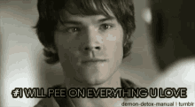Sam Winchester Supernatural GIF - Sam Winchester Supernatural Pee On What You Love GIFs