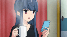 Anime Phone GIF - Anime Phone Coffee GIFs