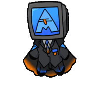 a cartoon drawing of a man in a suit and tie