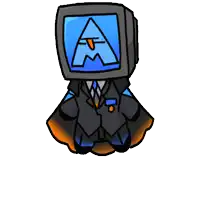 a cartoon drawing of a man in a suit and tie