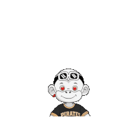 a cartoon character is wearing a pirates shirt and shorts .