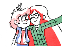 a pixel art drawing of two people hugging and kissing