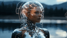a woman with a clear helmet on her head looks at the camera