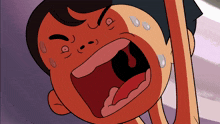 a close up of a cartoon character with tears coming out of his eyes
