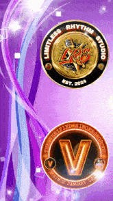 a logo for limitless rhythm studio is shown on a purple background