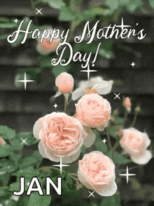 a happy mother 's day greeting card with roses and the date january