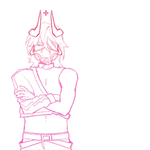 a drawing of a man with horns and a drawing of another man with horns