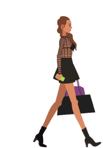 Walking Girl Sticker - Walking Girl Shopping Stickers