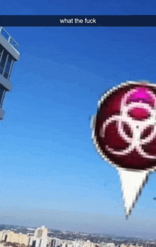 a picture of a speech bubble with a biohazard symbol on it with the caption what the fuck