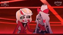 a poster for hazbin hotel shows a couple of cartoon characters