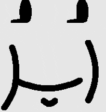 a black and white drawing of a face with a smile