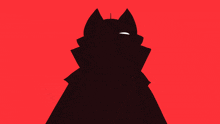 a silhouette of a person 's face with a red background