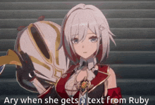 ary when she gets a text from ruby is shown in a video