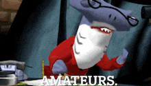 a cartoon of a shark with the words amateurs written below it