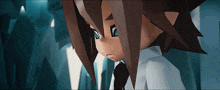 a close up of a cartoon character with brown hair