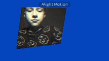 a blue background with a swirl and the words alight motion above it