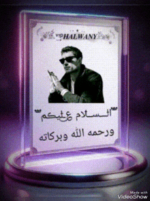 a picture of a man in sunglasses is displayed in a purple frame that says vip halwany