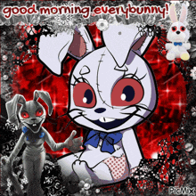 a picture of a bunny that says good morning every bunny on it
