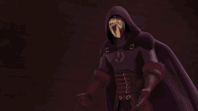 a cartoon character in a purple cape with the letter u on it