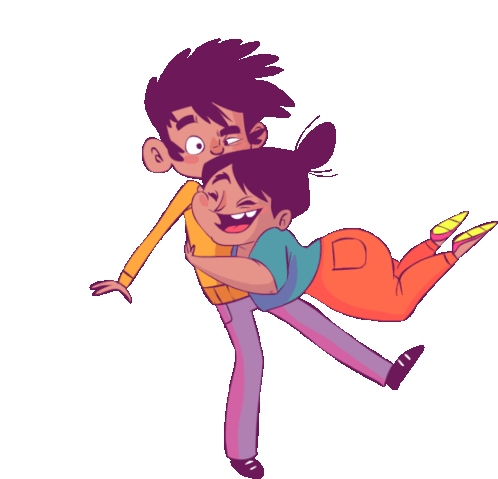 Girl Hugging Boy Sticker - Luluand Jazz Hug Happy Stickers