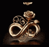 an infinity symbol with a rose in the middle
