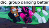 a group of roblox characters are dancing in a video game