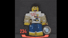 a cartoon character is wearing a shirt that says " blame john "