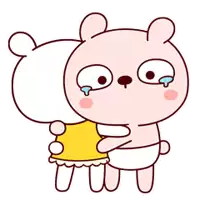 a cartoon bear is holding a baby in its arms