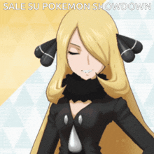 a picture of a girl with the words sale su pokemon showdown