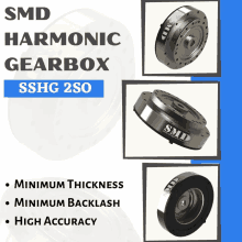 an advertisement for smd harmonic gearbox sshg 280