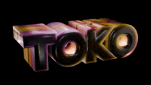 the word toko is painted on a black background with a brush