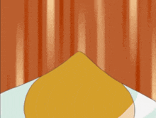 a cartoon drawing of a purple and white item with a yellow top